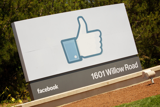 The welcome sign at Facebook corporate HQ in Menlo Park, CA. Photo © Marcin Wichary